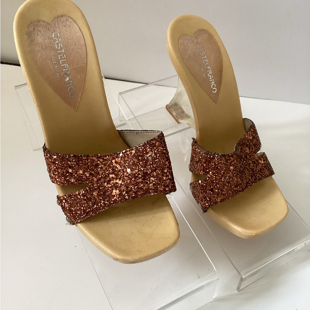 CASTEL FRANCO lucite glitter heels